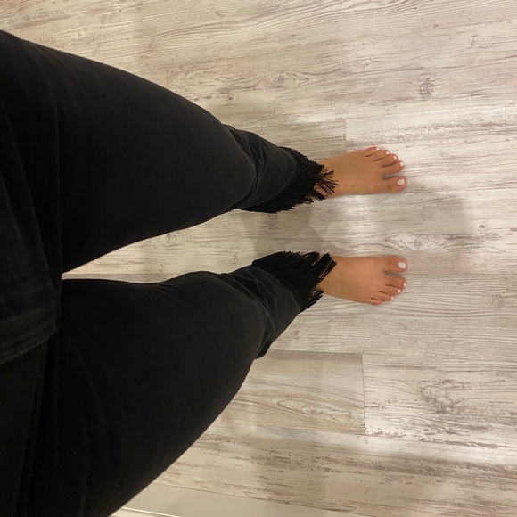 ZARA Vintage High Waisted Black Fringe Jeans (US 4) - Picture 5 of 6
